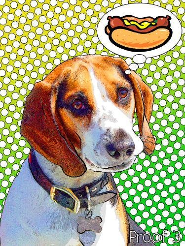 Warhol style pop art dog portrait Beagle