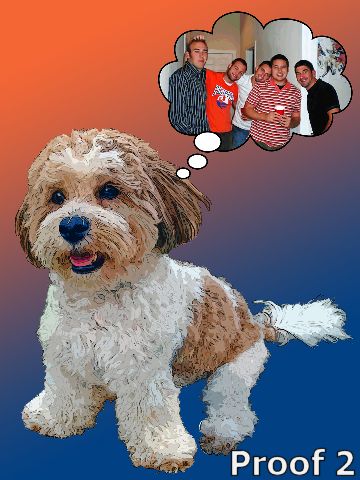 Daisy Dog comic styled art portrait 