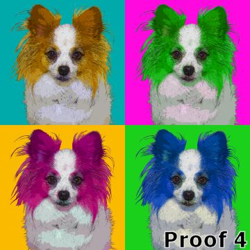 Warhol style pop art portrait of your Papillon