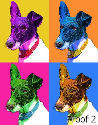pop art pet portrait Smooth coated fox Terrier