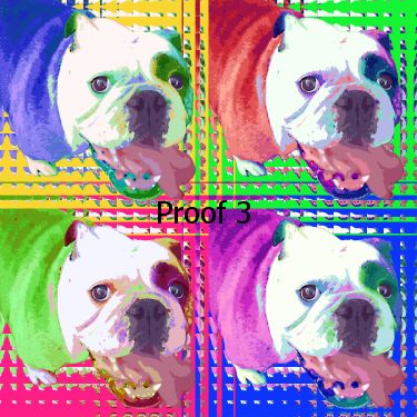 pop art pet portrait english bulldog