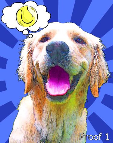 Golden Retriever Comic Style Portrait